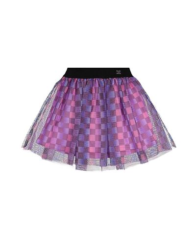 Deux Par Deux Deux par Deux Girls' Checkered Mesh A-Line Skirt