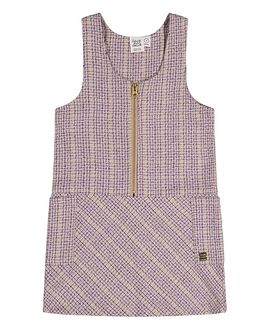 Deux Par Deux Deux par Deux Girls' Checkered Panel Zip Front Side Pocket Jumper