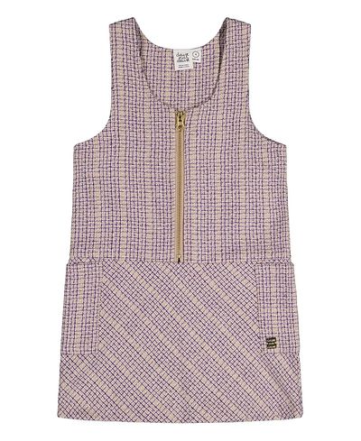 Deux Par Deux Deux par Deux Girls' Checkered Panel Zip Front Side Pocket Jumper