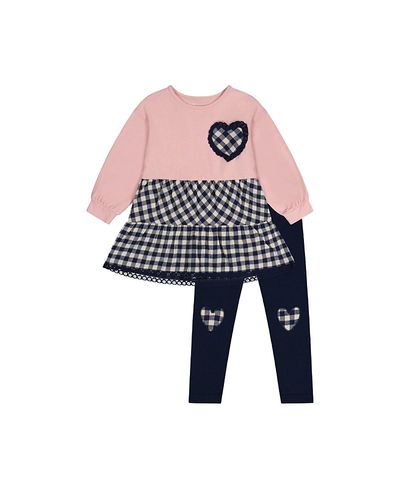 Deux Par Deux Deux par Deux Girls' Cozy Hearts Charming Soft Tunic and Leggings Set