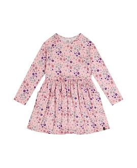 Deux Par Deux Deux par Deux Girls' Daisies Long Raglan Sleeve Dress with Patch Pockets
