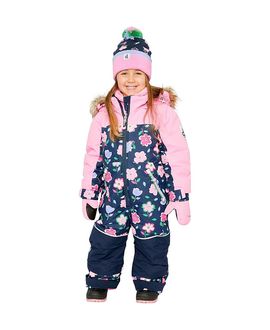 Deux Par Deux Deux par Deux Girls' Discover Detachable Faux Fur Hood Expandable Sleeve One Piece Snowsuit