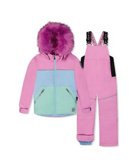 Deux Par Deux Deux par Deux Girls' Discover Fleece Colorblock Jacket Snow Pants Two Piece Snowsuit