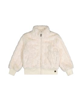 Deux Par Deux Deux par Deux Girls' Faux Fur Jacquard Zip Ribbed Cuff Jacket