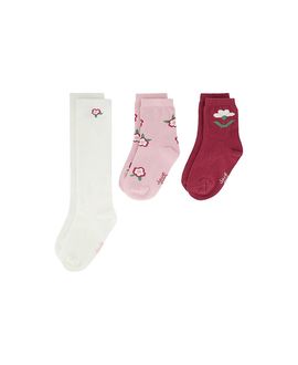 Deux Par Deux Deux par Deux Girls' Floral Detail Ribbed Cuff Socks