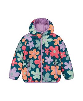 Deux Par Deux Deux par Deux Girls' Floral Quilted Hooded Zip Pocket Mid-Season Jacket