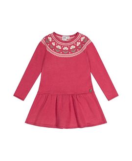 Deux Par Deux Deux par Deux Girls' Flower Jacquard Yoke Flowy Knitted Dress