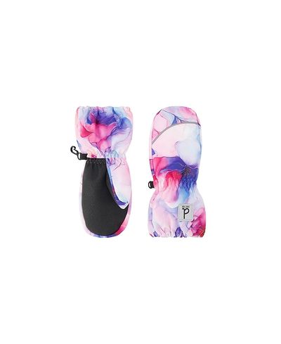 Deux Par Deux Deux par Deux Girls' Flower Play Waterproof Rubberized Palm Winter Mittens