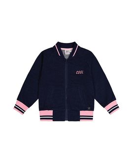 Deux Par Deux Deux par Deux Girls' French Terry Applique Patch Full Zip Bomber Jacket
