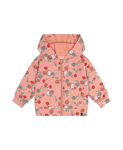 Deux Par Deux Deux par Deux Girls' French Terry Cat Hooded Zip Cardigan