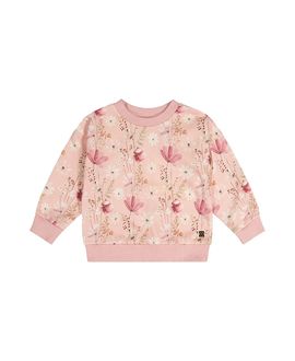 Deux Par Deux Deux par Deux Girls' French Terry Floral Ribbed Cuff Sweatshirt