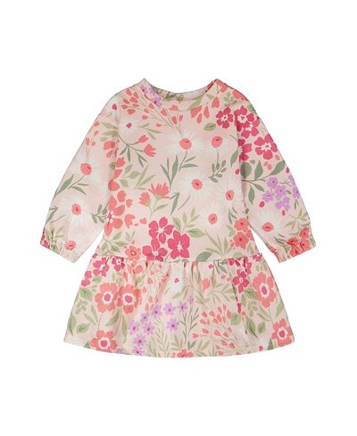 Deux Par Deux Deux par Deux Girls' French Terry Long Sleeve Flowers Dress