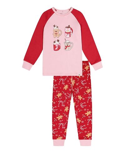 Deux Par Deux Deux par Deux Girls' Gingerbread Organic Cotton Top Pants Two Piece Pajama Set