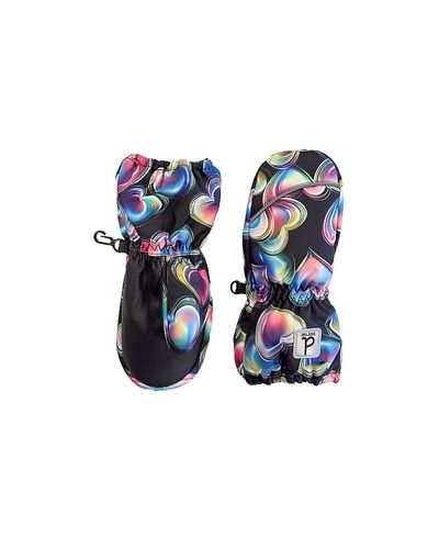 Deux Par Deux Deux par Deux Girls' Heart Play Waterproof Rubberized Palm Winter Mittens