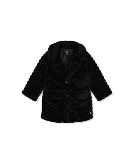 Deux Par Deux Deux par Deux Girls' Heart Textured Faux Fur Button Front Long Coat