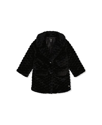 Deux Par Deux Deux par Deux Girls' Heart Textured Faux Fur Button Front Long Coat