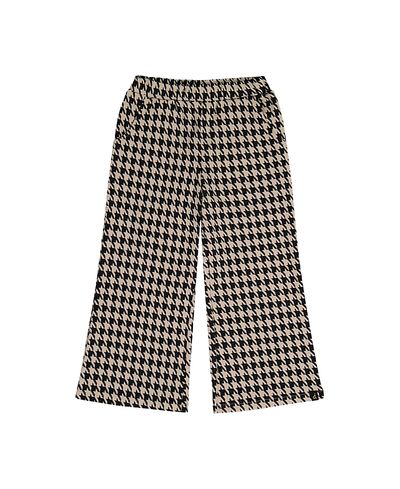 Deux Par Deux Deux par Deux Girls' Houndstooth Jacquard Elastic Waist Flare Pants
