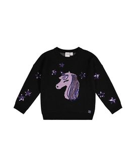 Deux Par Deux Deux par Deux Girls' Intarsia Sequin Star Knitted Sweater