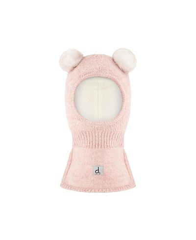 Deux Par Deux Deux par Deux Girls' Knit Bear Ears Fleece Lined Balaclava