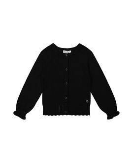 Deux Par Deux Deux par Deux Girls' Knit Button-Front Scallop Ruffle Trim Cardigan