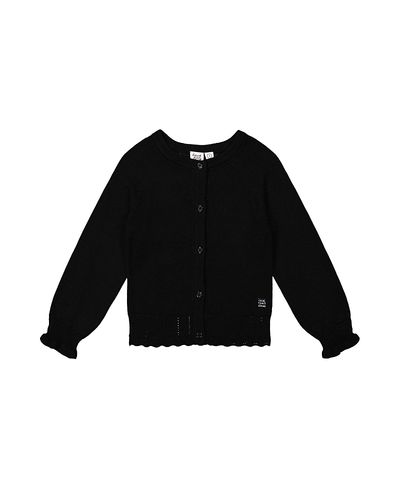 Deux Par Deux Deux par Deux Girls' Knit Button-Front Scallop Ruffle Trim Cardigan