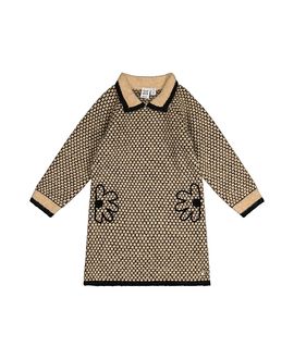 Deux Par Deux Deux par Deux Girls' Knit Collar Honeycomb Floral Embroidery Dress