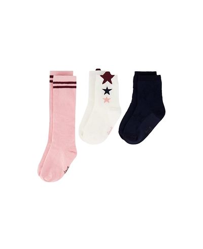 Deux Par Deux Deux par Deux Girls' Knit Ribbed Cuff Star Detail Socks