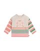 Deux Par Deux Deux par Deux Girls' Knitted Stripe Sleeve Cat AppliquA Sweater - 1