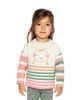 Deux Par Deux Deux par Deux Girls' Knitted Stripe Sleeve Cat AppliquA Sweater - 4