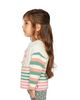 Deux Par Deux Deux par Deux Girls' Knitted Stripe Sleeve Cat AppliquA Sweater - 5