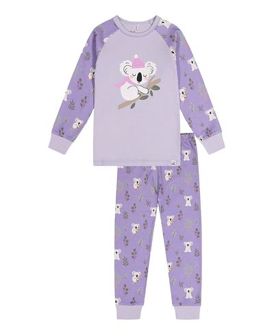 Deux Par Deux Deux par Deux Girls' Koala Organic Cotton Top Pants Two Piece Pajama Set