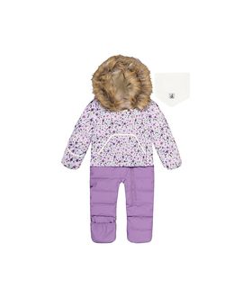 Deux Par Deux Deux par Deux Girls' Mini Flowers Snug Car Seat Fleece Neckwarmer One Piece Snowsuit