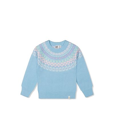 Deux Par Deux Deux par Deux Girls' Nordic Jacquard Raglan Sleeve Ribbed Cuff Sweater