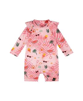 Deux Par Deux Deux par Deux Girls' One-Piece Long Sleeve Beach Rashguard