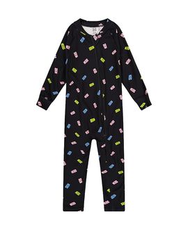 Deux Par Deux Deux par Deux Girls' One Piece Gummy Bears Fleece Zipper Asymmetric Thermal Underwear