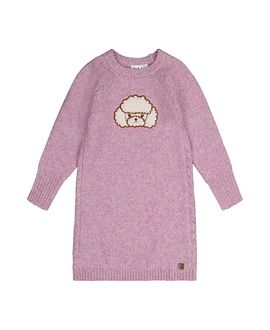 Deux Par Deux Deux par Deux Girls' Openwork Knit Poodle Applique Dress