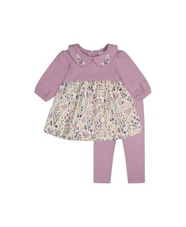 Deux Par Deux Deux par Deux Girls' Organic Cotton Dress and Legging Set with Heart Print