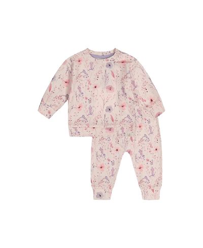 Deux Par Deux Deux par Deux Girls' Organic Cotton Floral Shoulder Button Pants and Top Set