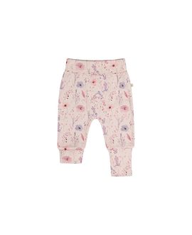 Deux Par Deux Deux par Deux Girls' Organic Cotton Flowers Foldover Waist Ribbed Evolutive Pants