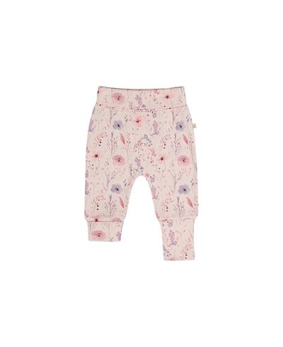 Deux Par Deux Deux par Deux Girls' Organic Cotton Flowers Foldover Waist Ribbed Evolutive Pants