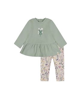 Deux Par Deux Deux par Deux Girls' Organic Cotton Heart Peplum Tunic and Legging Set
