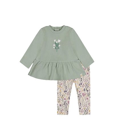 Deux Par Deux Deux par Deux Girls' Organic Cotton Heart Peplum Tunic and Legging Set