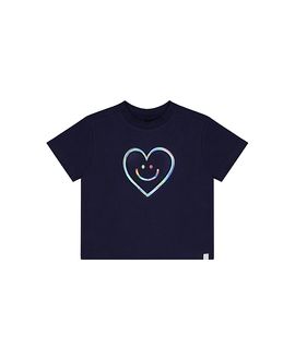 Deux Par Deux Deux par Deux Girls' Organic Cotton Holographic Heart Jersey T-Shirt