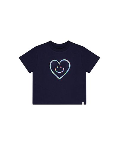 Deux Par Deux Deux par Deux Girls' Organic Cotton Holographic Heart Jersey T-Shirt