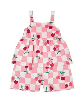 Deux Par Deux Deux par Deux Girls' Organic Cotton Jersey Cherries Sleeveless Romper
