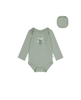 Deux Par Deux Deux par Deux Girls' Organic Cotton Long Sleeve Flower Detail Romper