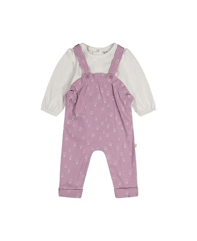 Deux Par Deux Deux par Deux Girls' Organic Cotton Puffy Sleeve Romper and Adjustable Overall Set