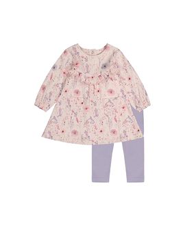 Deux Par Deux Deux par Deux Girls' Organic Cotton Ruffle Pocket Dress and Legging Set