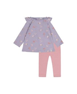 Deux Par Deux Deux par Deux Girls' Organic Cotton Ruffle Shoulder Hedgehog Tunic and Legging Set