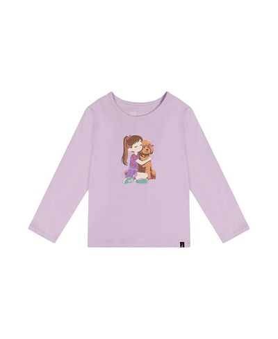 Deux Par Deux Deux par Deux Girls' Organic Cotton Sparkly Graphic Long Sleeve T-Shirt